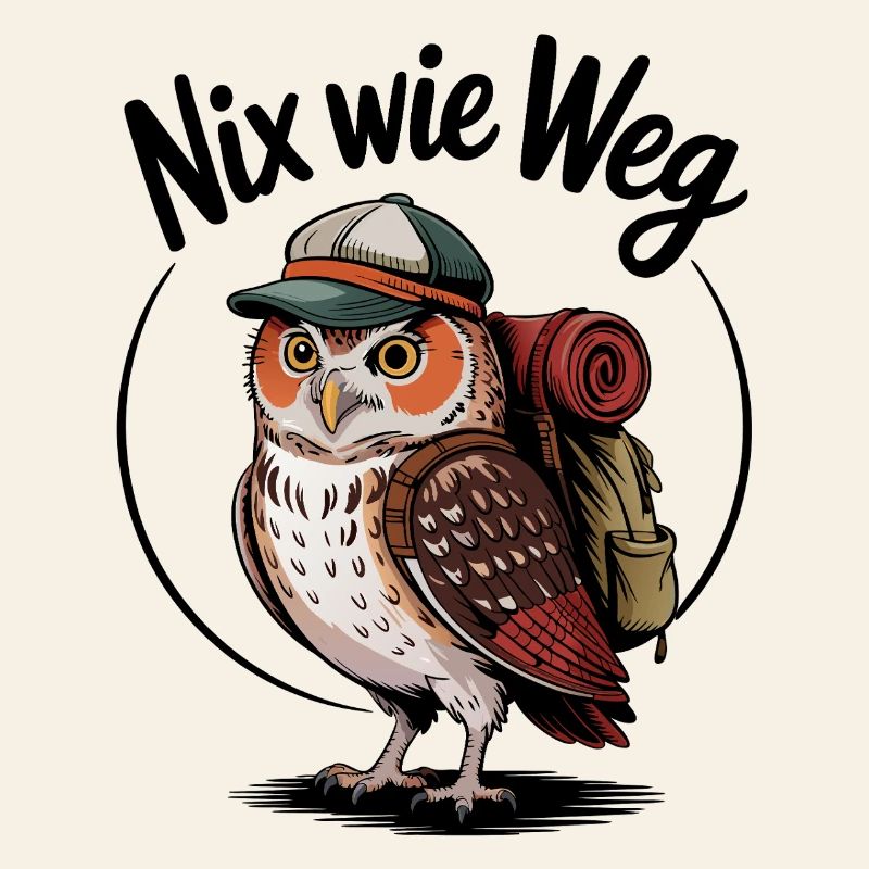 Waldwanderer Eule mit Rucksack