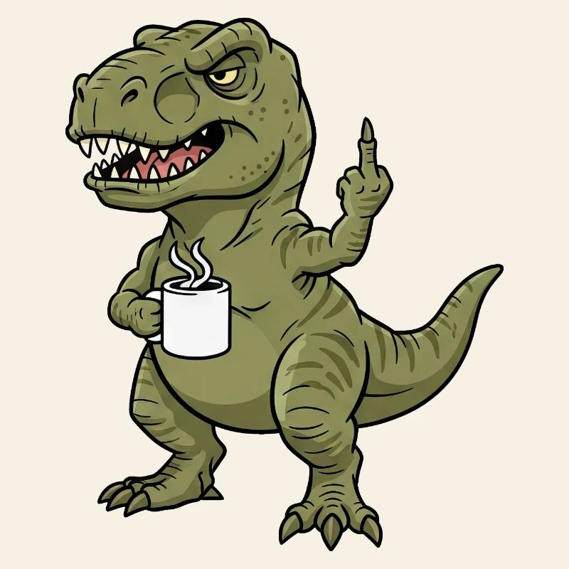 Dino T-Rex Coffee Early Riser Late Riser Office