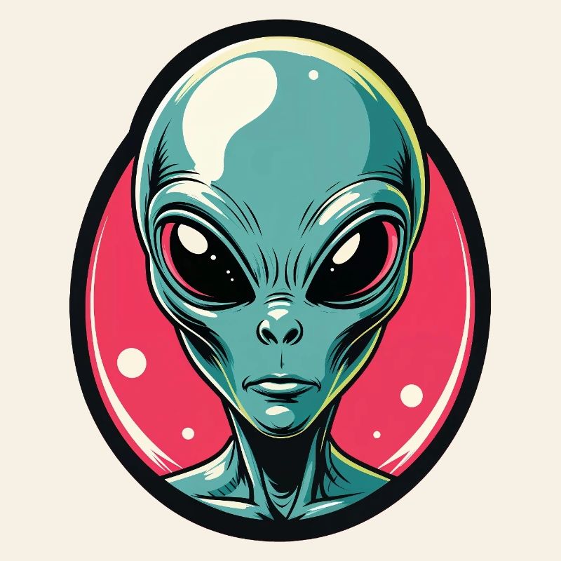 Neon Alien Kopf Portrait