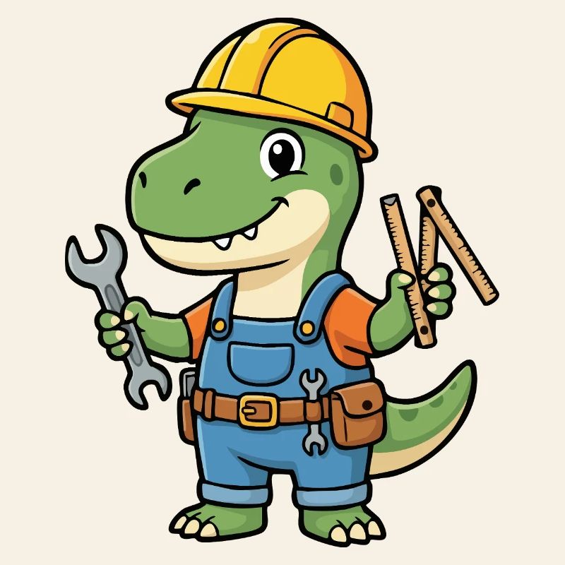 Dino construction worker with tools