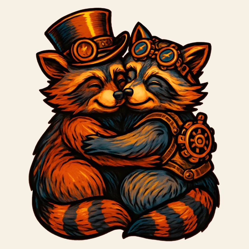 Steampunk Raccoon Cuddle