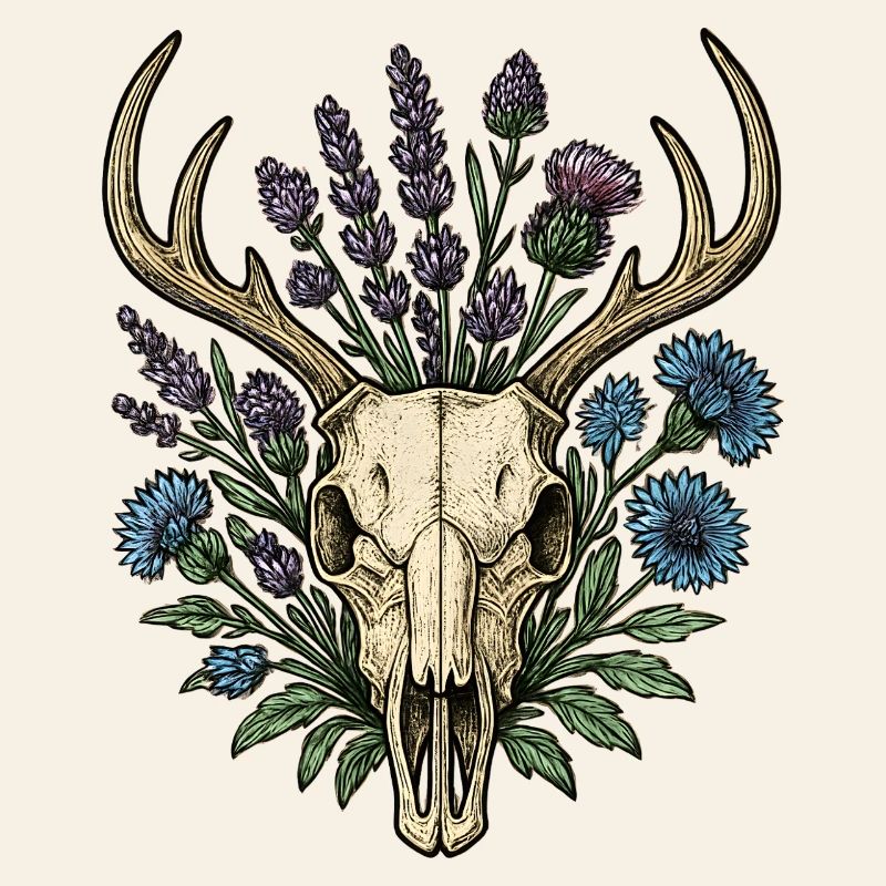 Deer bones with flower wreath