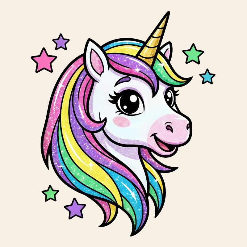 Regenbogen Einhorn Glitzerkopf
