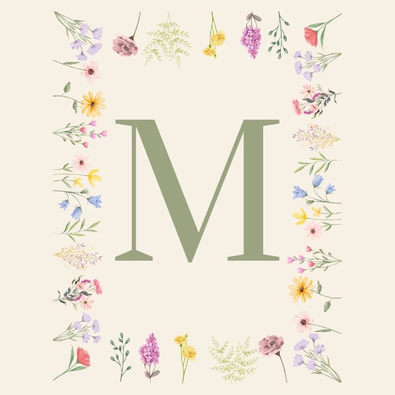 Initiale M Blumen Monogramm