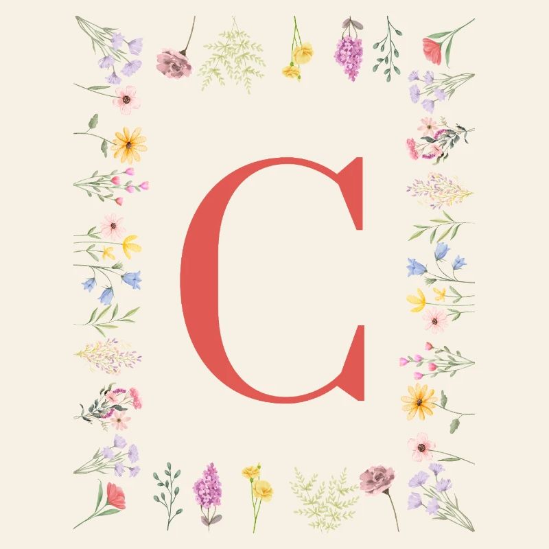 Florale Initialen "C", Buchstaben Monogramm 
