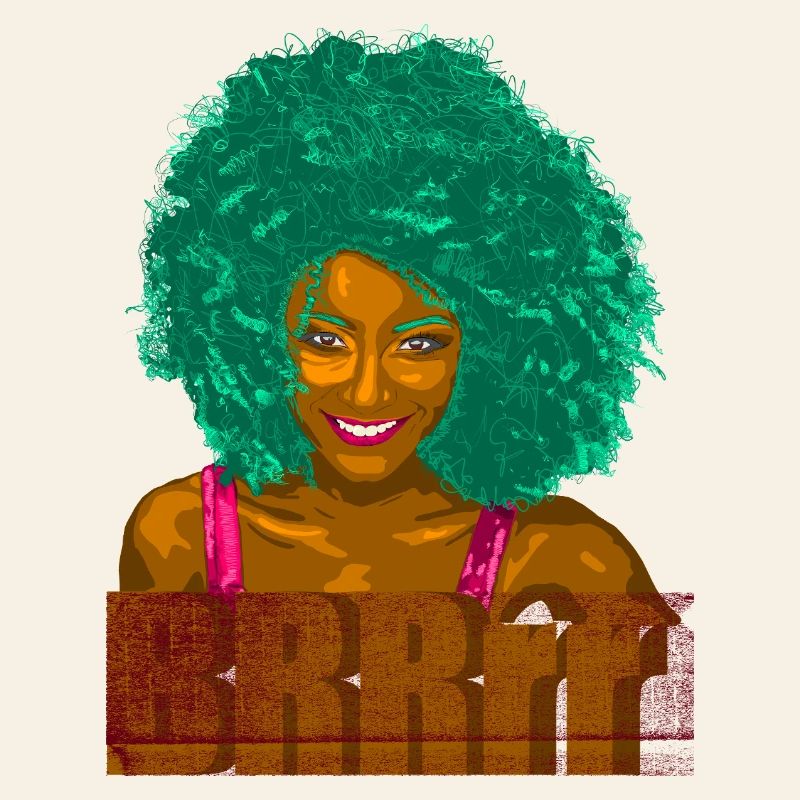 Turquoise Afro Pop Portrait