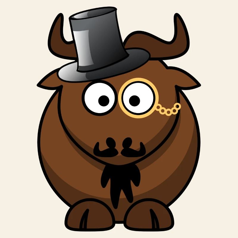 Büffelkarikatur mit Monokel