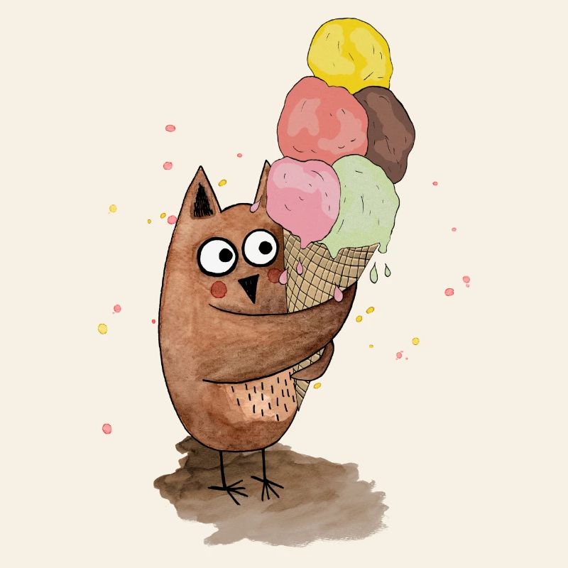 Eule mit riesigem Eis