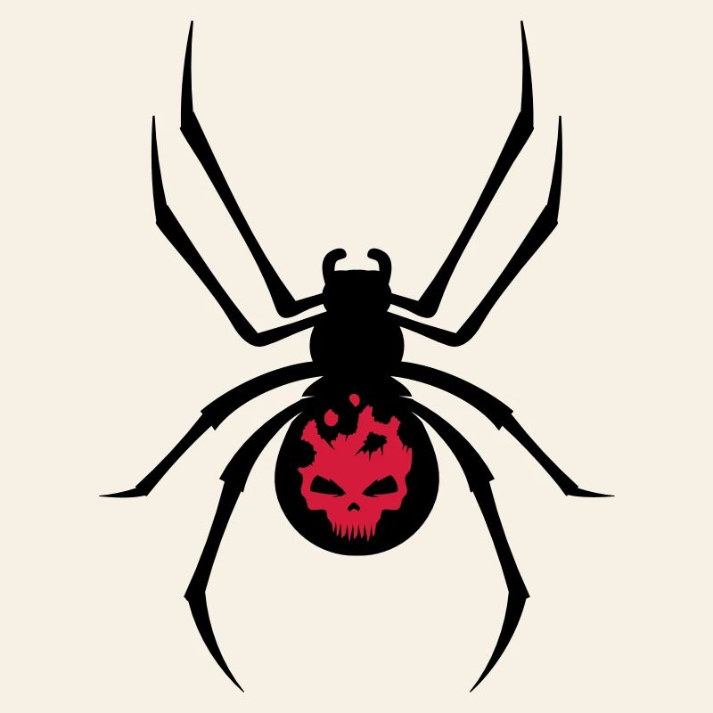 Schwarze Spinne mit Skull Muster