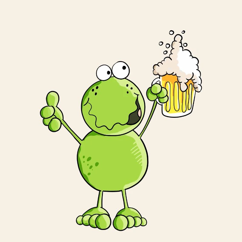 Frog with beer - alcohol - drink - comic