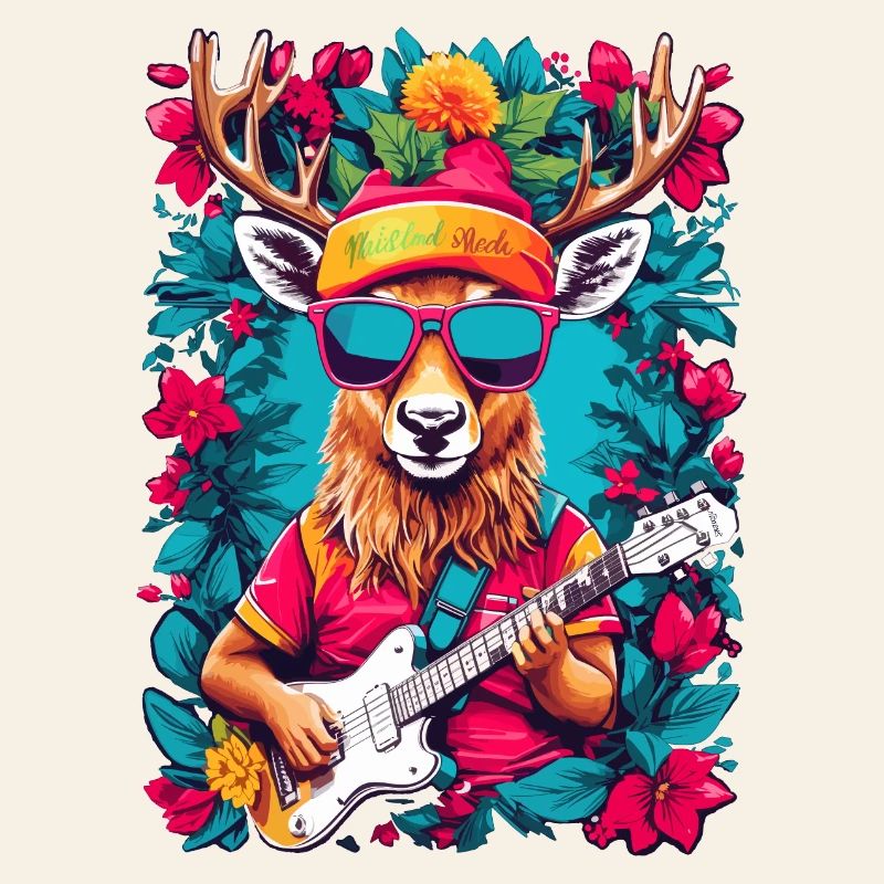Reindeer with guitar