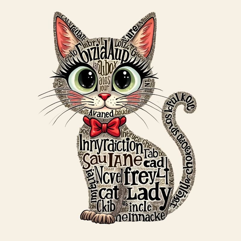 CAT LADY, TEXT ART, TYPOGRAPHY