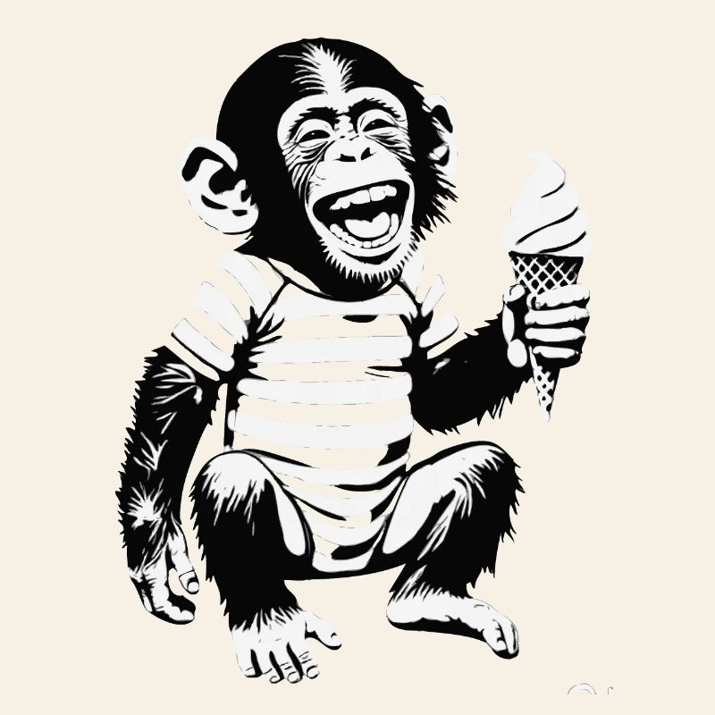 Playful Monkey with IceCream Design