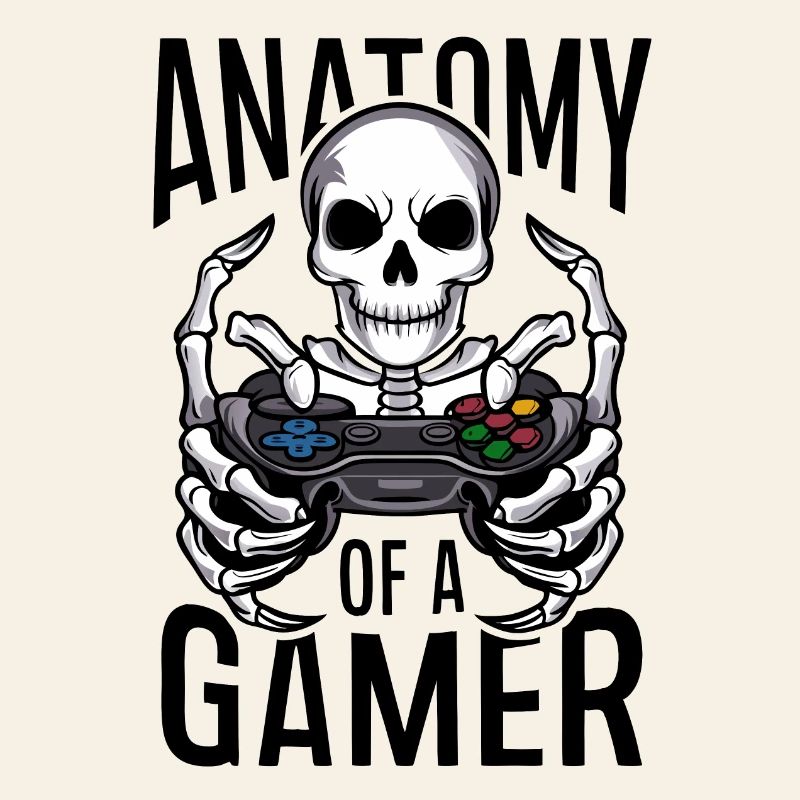 Gamer Skeleton mit Gamecontroller