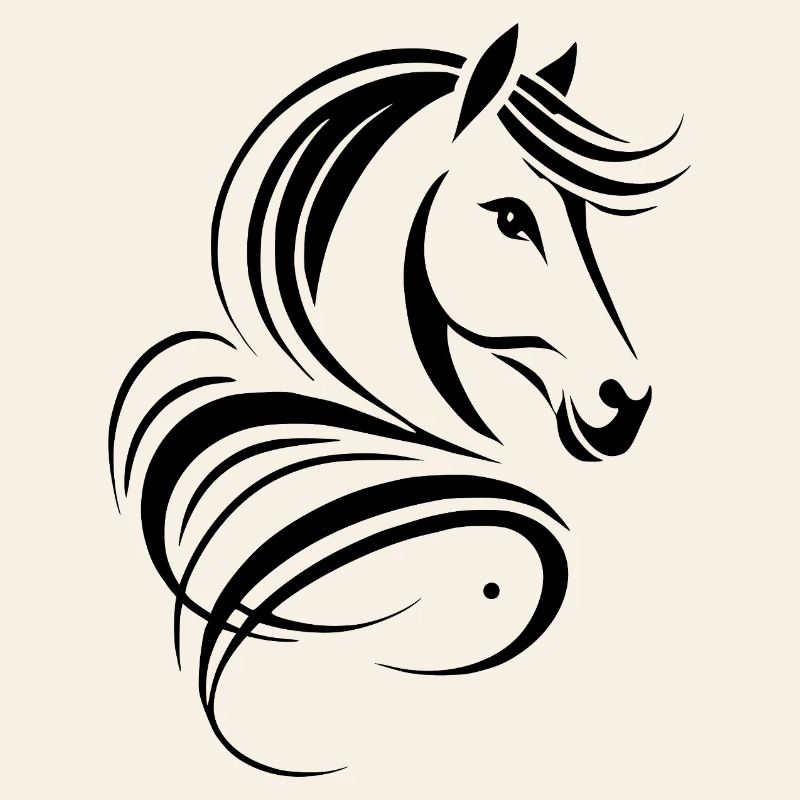 Dessin abstrait de cheval stylisé