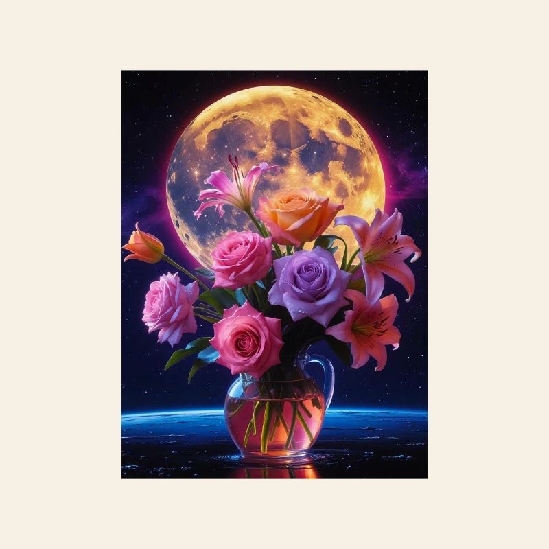 Celestial Bloom Under Full Moon