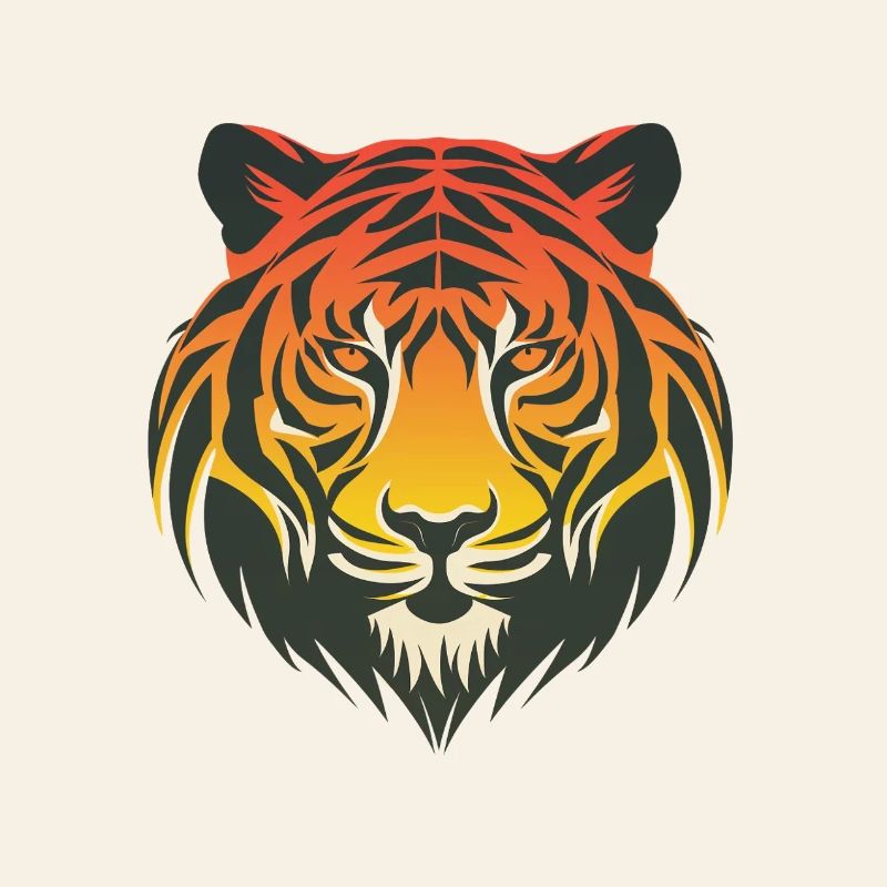 Elegant tiger head in gradient