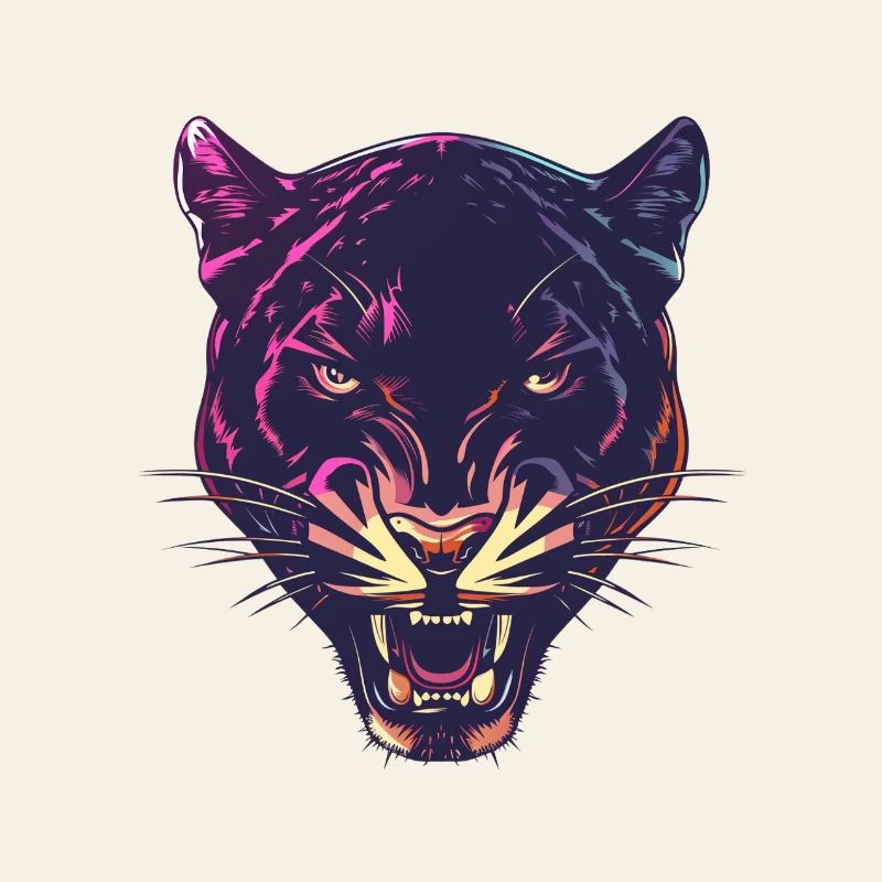 Neon Panther Kopf Design