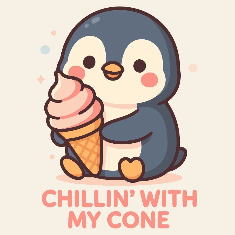 Niedlicher Pinguin mit Eistüte Design