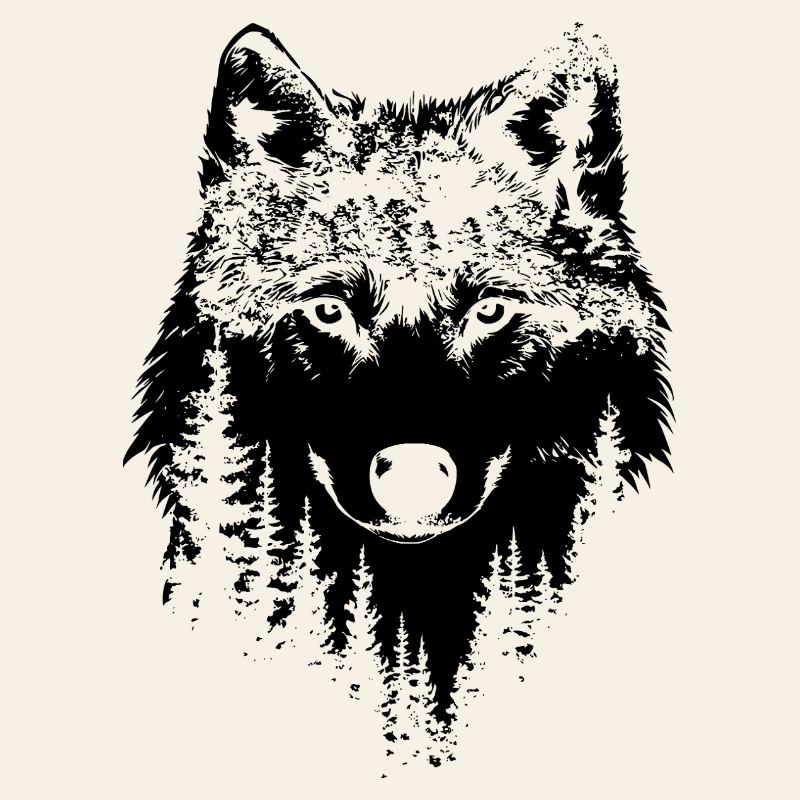 Silhouette de forêt de loups