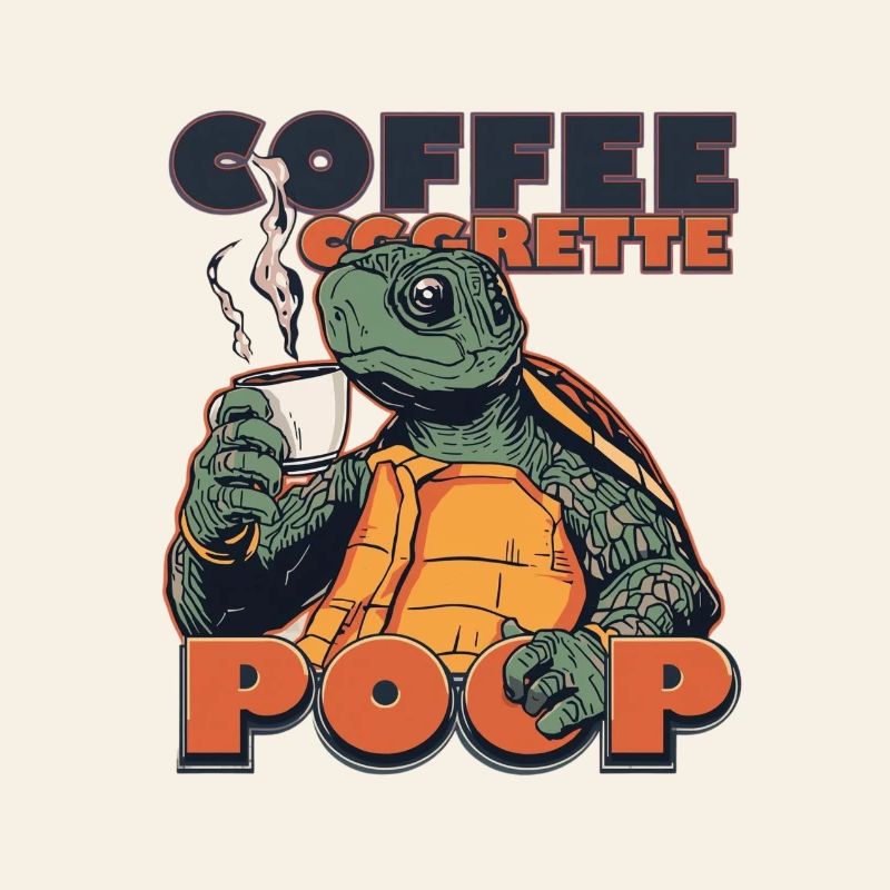 Lizard Schildkröte Kaffee Kippe Gaffel Zigarette
