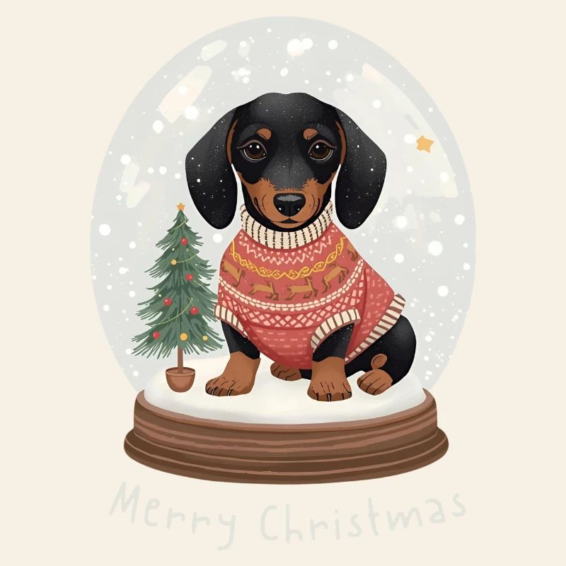 Teckel mignon dans une boule à neige – Joyeux cadeau de Noël