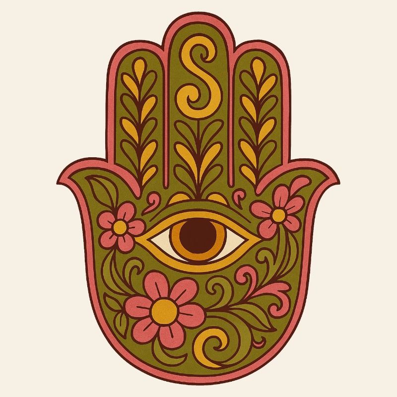 Hamsa oeil Floral Boho Artwork