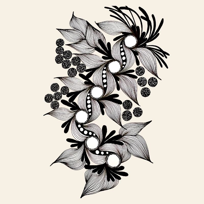 Spirale de fleurs noires et blanches