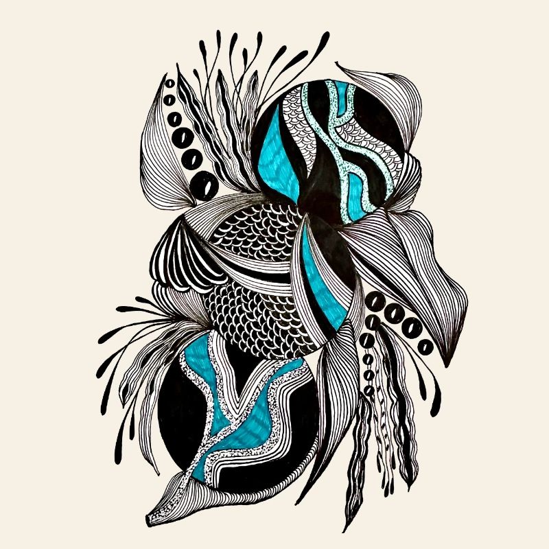 BlackTurquoise Scale Pattern