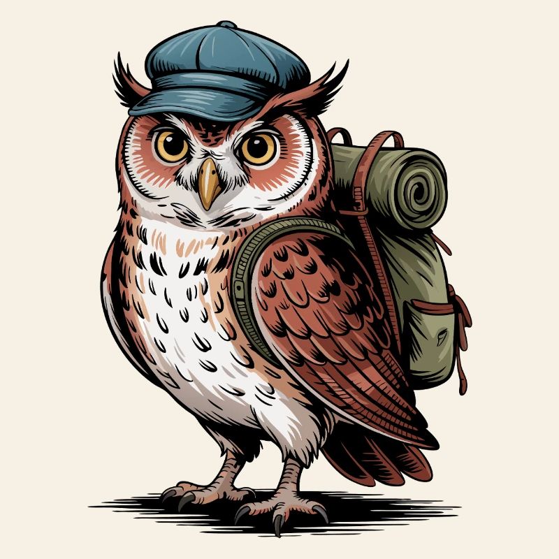 Wandering owl with backpack