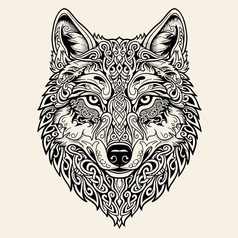 Celtic Wolf's Head