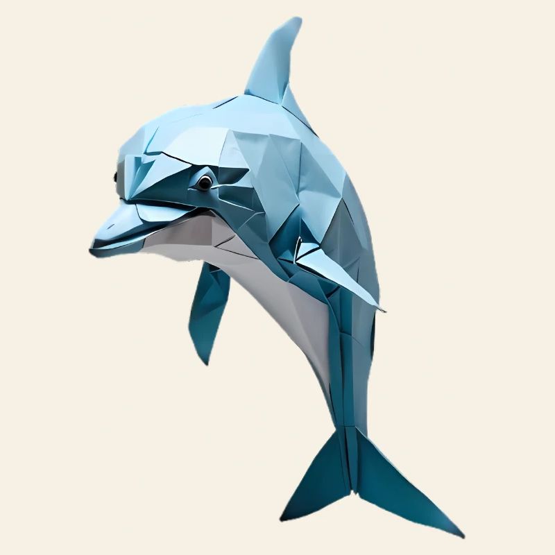 Blauer Low-Poly Delfin