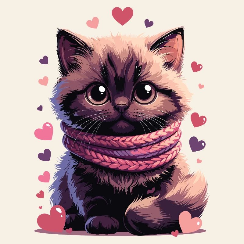 Chaton douillet écharpe rose