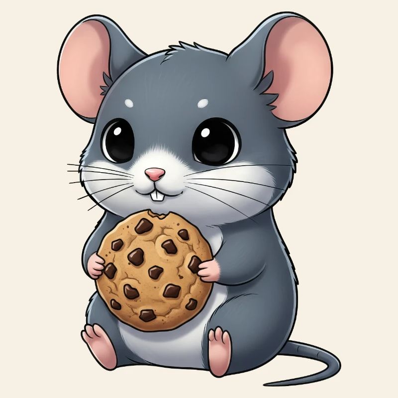 Souris mignonne avec biscuits Cookie Snacking dessin animé