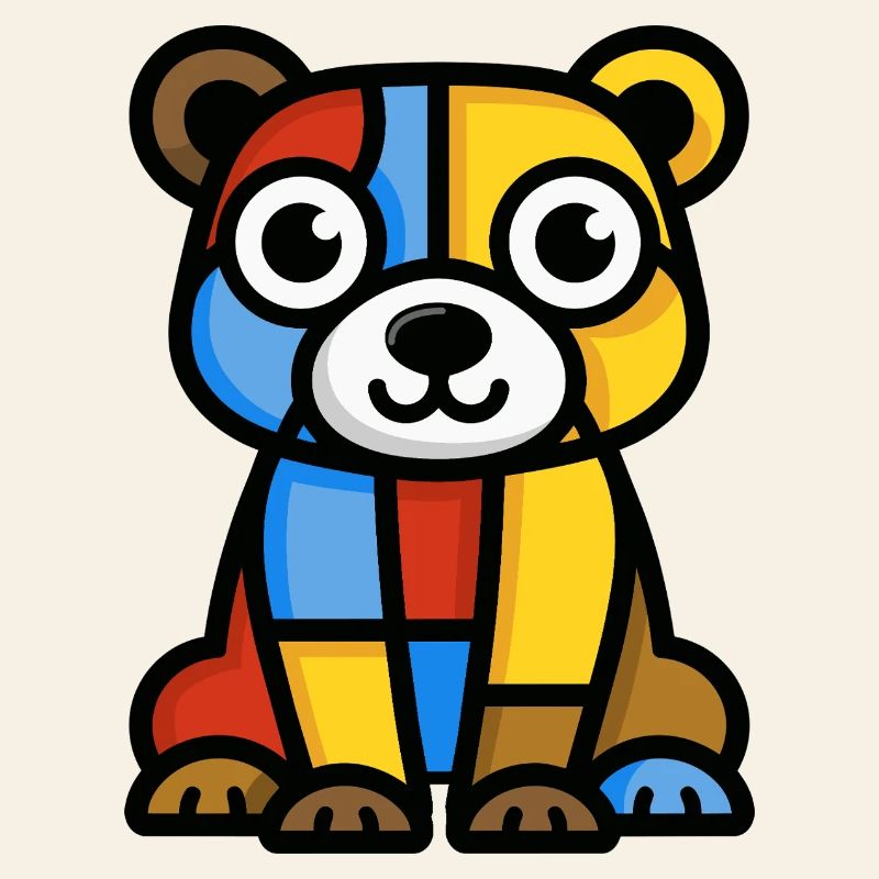 Image colorée et stylisée d’un ours