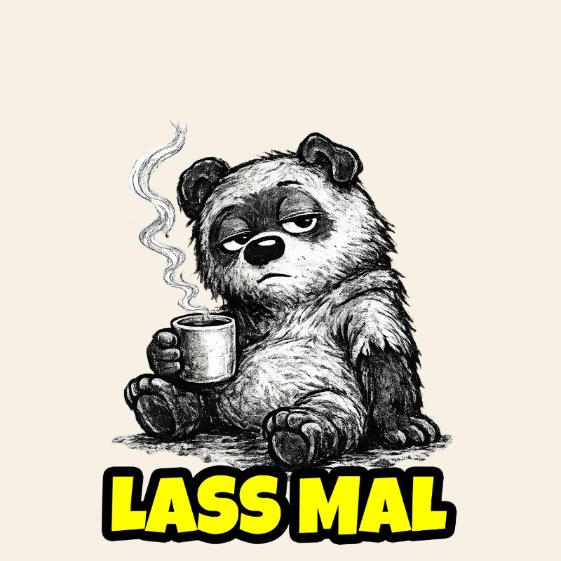 Lass mal. – Grumpy Bär mit Kaffee (Sketch)