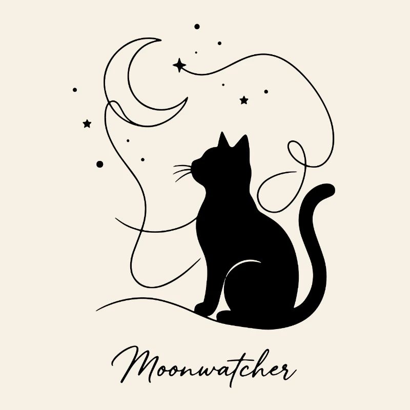 Nuit Silhouette de Chat Moonwatcher
