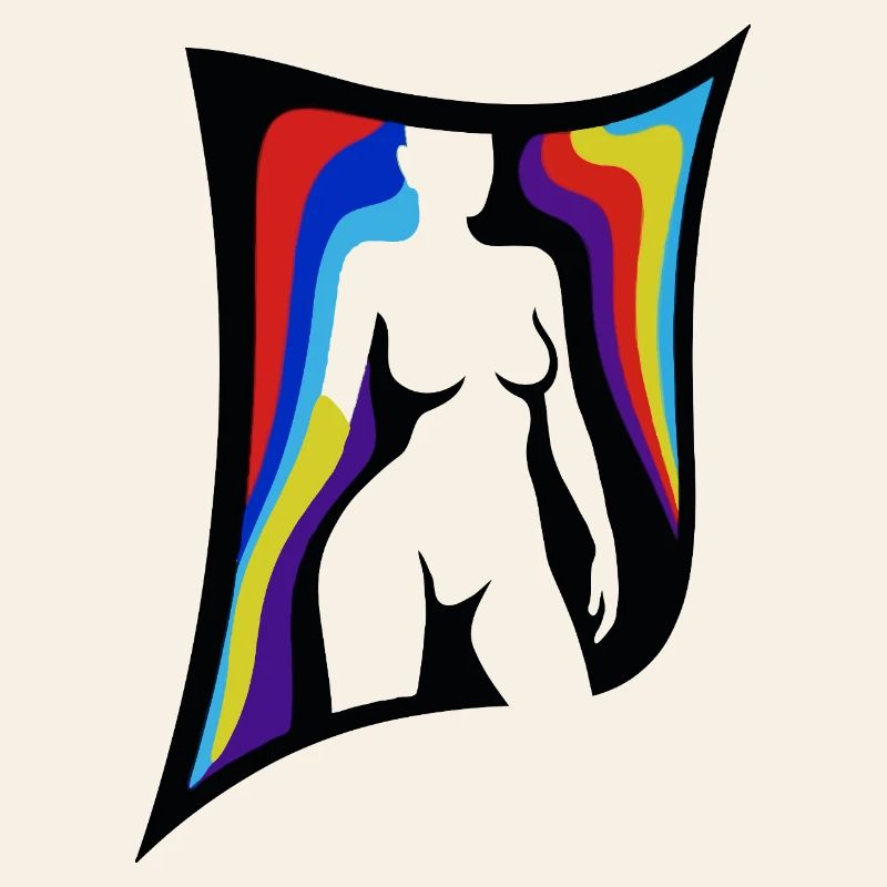 Shadow Figure with Rainbow Wings