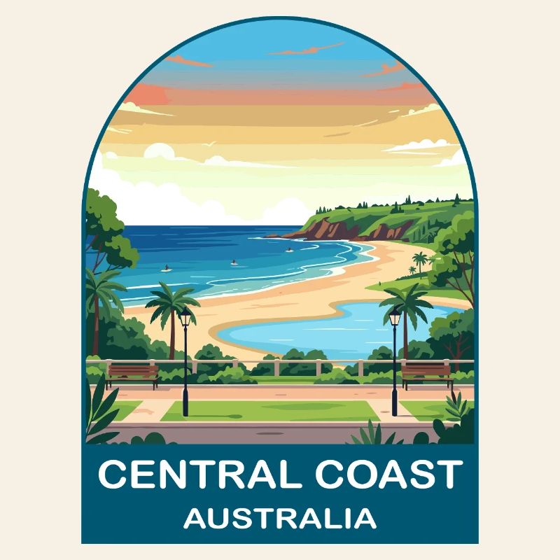 Affiche de voyage sur la plage de la côte centrale australienne