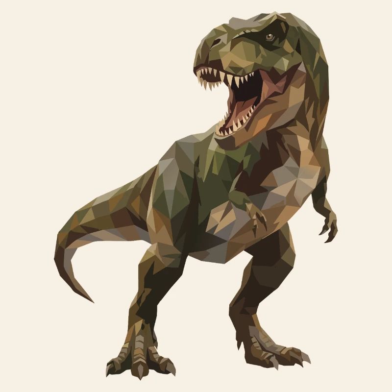 Geometrischer grüner T-Rex Low Poly Tarnmuster