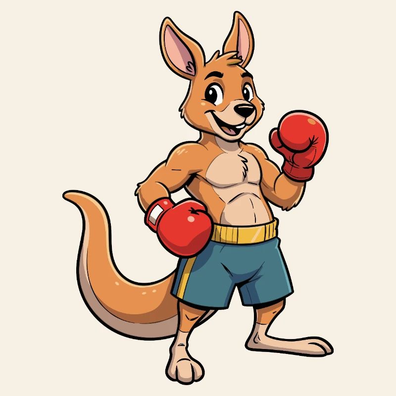 Kangaroo Boxer Cartoon
