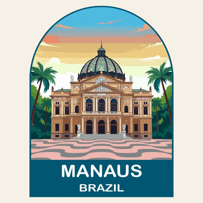 Affiche de voyage à l’Opéra Amazone de Manaus, Brésil
