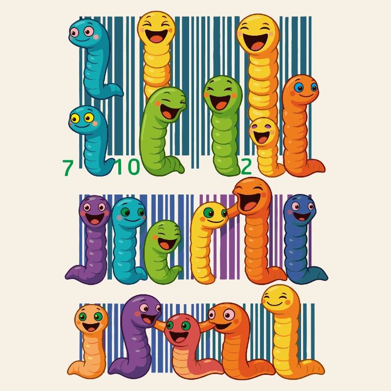 Colorful Worm Barcode Collection