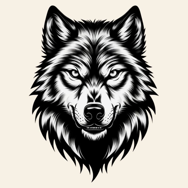 Wild Wolf's Head – Black & White