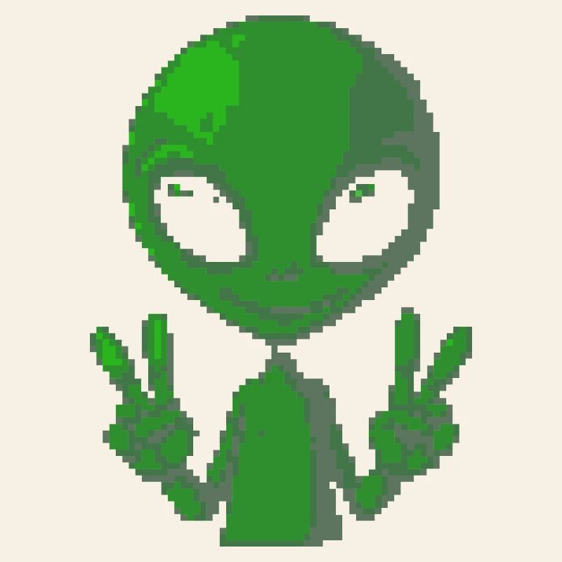 Pixel Alien Friedenszeichen