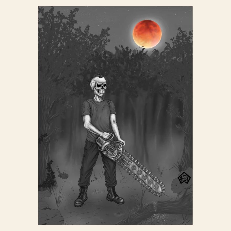 Forest worker, forester, forester, full moon