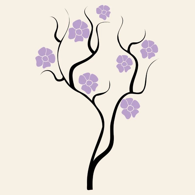 Tree with purple flowers - Creative illustration