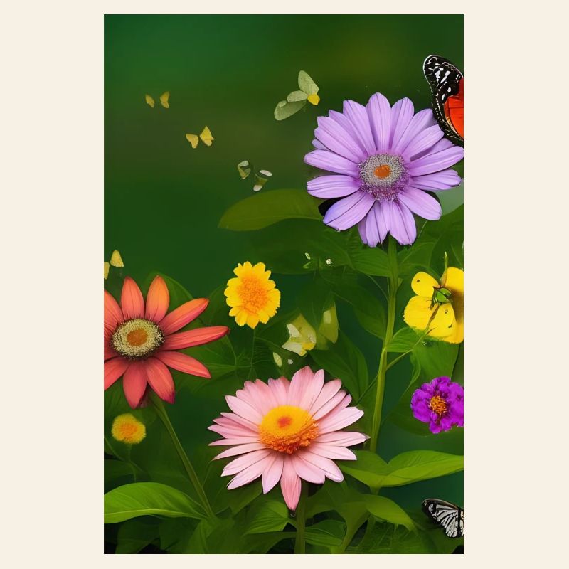 Fleurs et papillon
