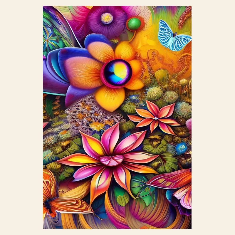 Fleurs et papillon