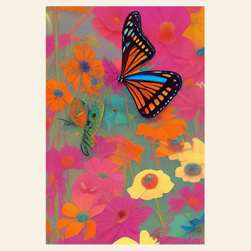 Fleurs et papillon